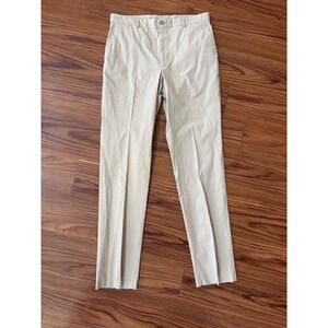 Hardwick King Cotton Khakis Mens 34 Long Beige Tessuti di Sondrio Italian Fabric